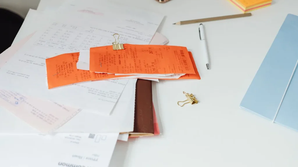 Export documentation assembled on a desk