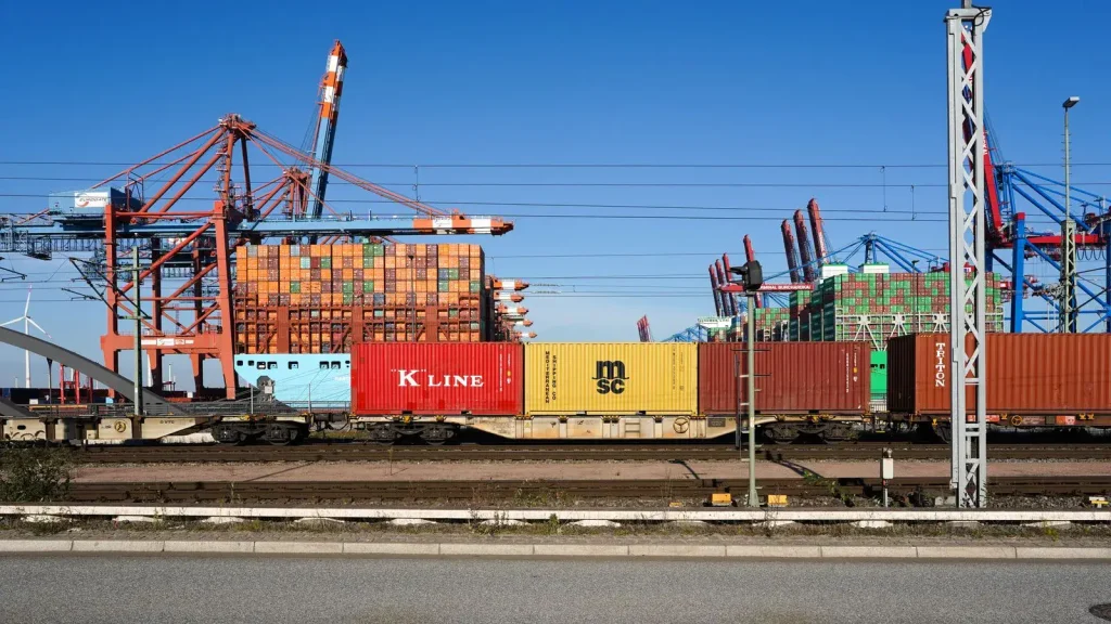 Container cranes at a northern European port of entry